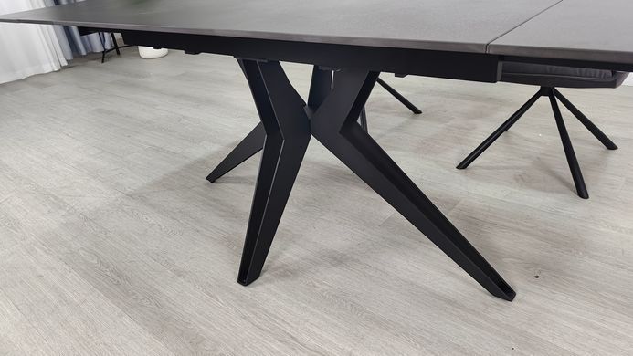 Стол раскладной VINCENT CERAMIC Intarsio 140(200)*90 графит мат/черный реальная фотография