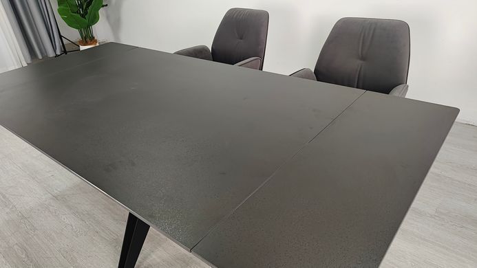Стол раскладной VINCENT CERAMIC Intarsio 140(200)*90 графит мат/черный реальная фотография