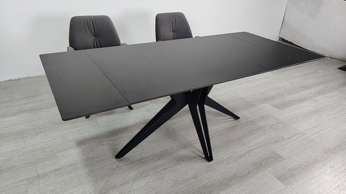 Стол раскладной VINCENT CERAMIC Intarsio 140(200)*90 графит мат/черный реальная фотография