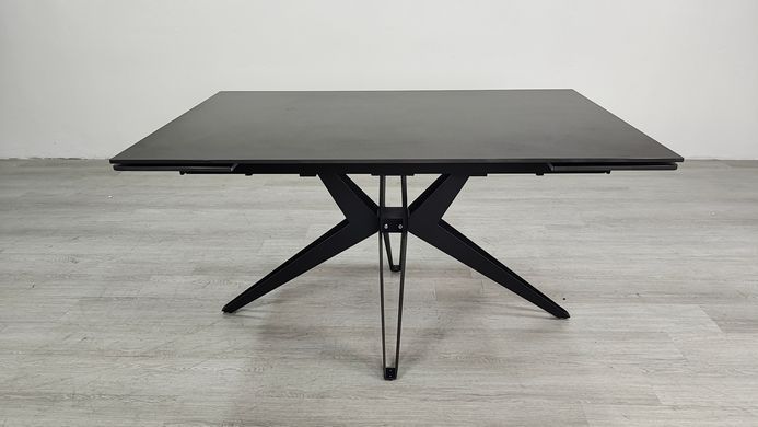 Стол раскладной VINCENT CERAMIC Intarsio 140(200)*90 графит мат/черный реальная фотография