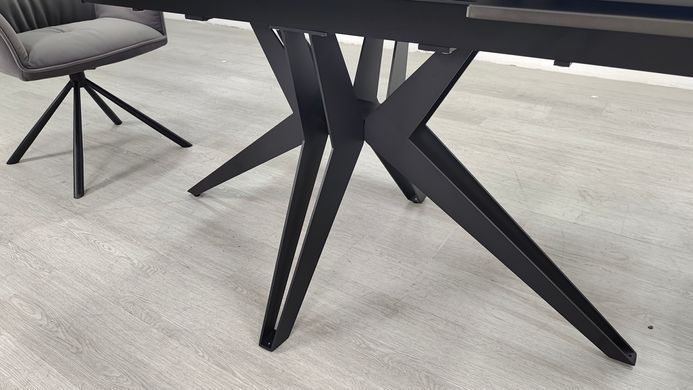 Стол раскладной VINCENT CERAMIC Intarsio 140(200)*90 графит мат/черный реальная фотография