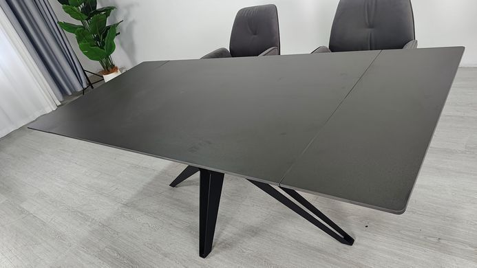Стол раскладной VINCENT CERAMIC Intarsio 140(200)*90 графит мат/черный реальная фотография