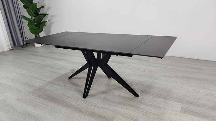 Стол раскладной VINCENT CERAMIC Intarsio 140(200)*90 графит мат/черный реальная фотография